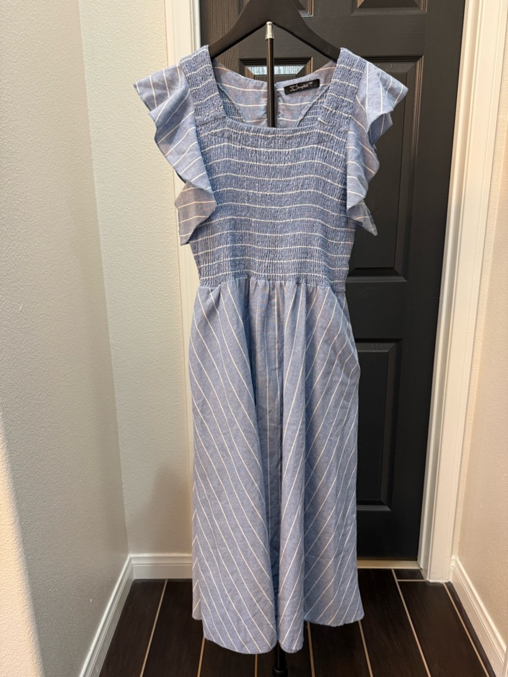 Simplee Apparel Blue and White Striped Sundress